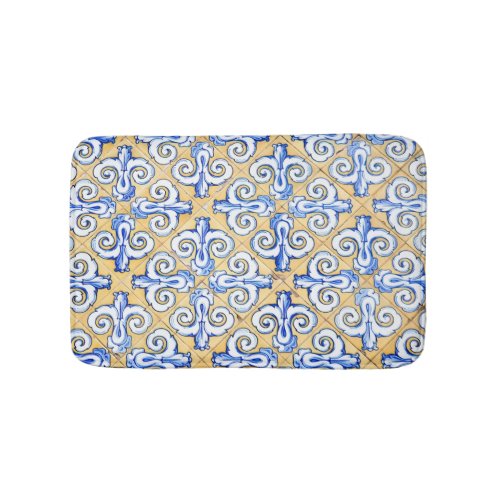 Spanish Tiles _ Azulejo Blue Yellow and White Bath Mat