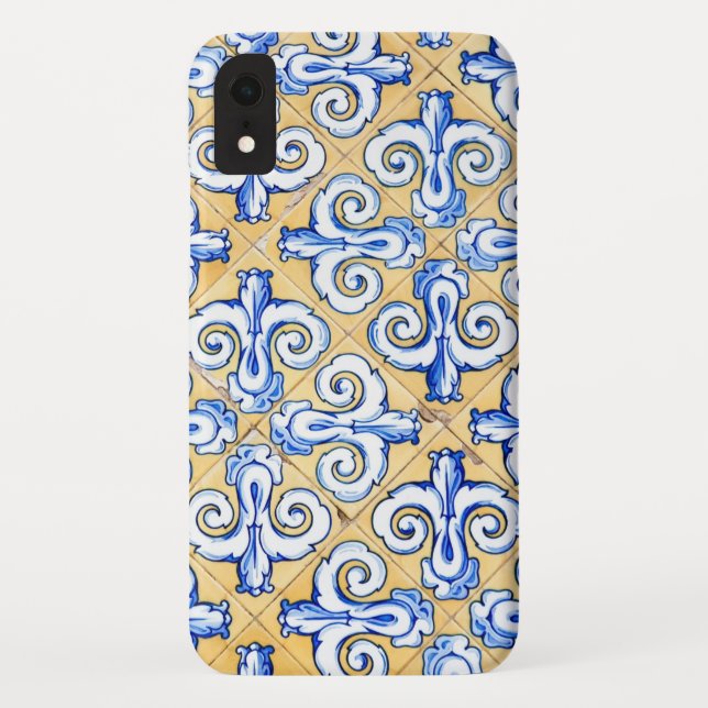 Spanish Tiles - Azulejo Blue, Yellow and White Case-Mate iPhone Case (Back)
