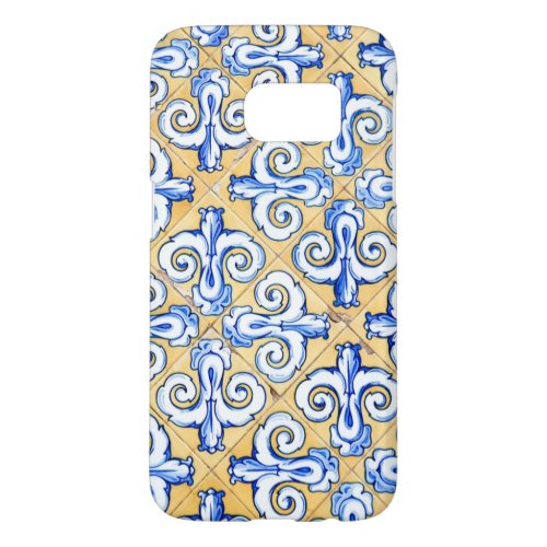 Spanish Tiles _ Azulejo Blue Yellow and White Samsung Galaxy S7 Case