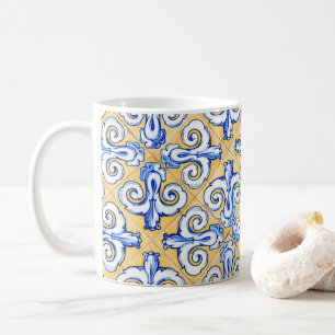 Spanish Tiles - Azulejo Blue, Yellow and White Coffee Mug