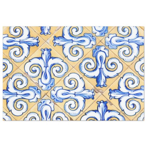 Spanish Tiles _ Azulejo Blue Yellow and White Tissue Paper