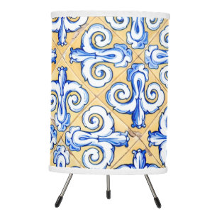 Spanish Tiles - Azulejo Blue, Yellow and White Tripod Lamp