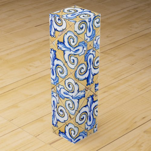 Spanish Tiles _ Azulejo Blue Yellow and White Wine Box