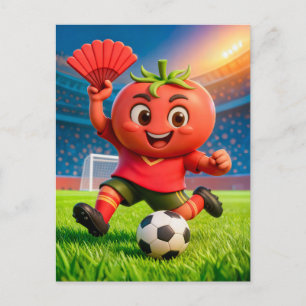 Spanish tomato soccer player on vibrant stadium fi postcard