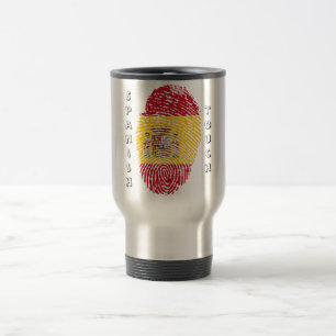Spanish touch fingerprint flag travel mug