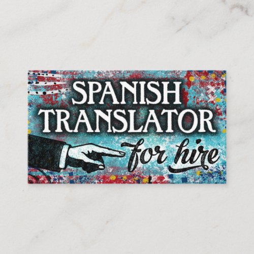 Spanish Translator For Hire Business Cards _ Blue 