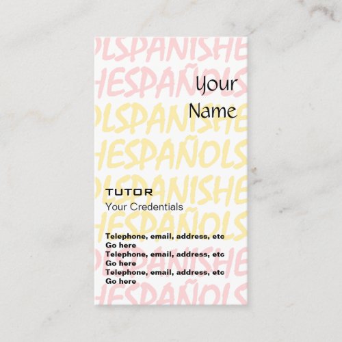 Spanish Tutor Appointment Business Cards