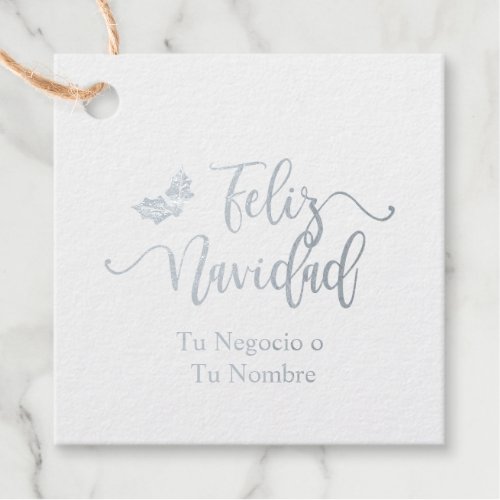 Spanish Typography Merry Christmas and Acebo Foil Favor Tags