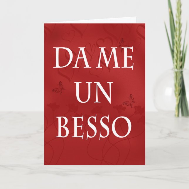 Spanish Valentine Card - Kiss Me In Spanish - Da M (Front)