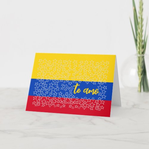 Spanish Valentine on Flag of Colombia Holiday Card
