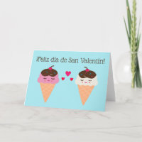 Spanish Valentine's Day Card with Ice Cream Cones