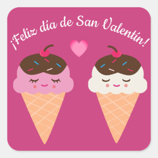 Spanish Valentine's Day Sticker with Ice Cream