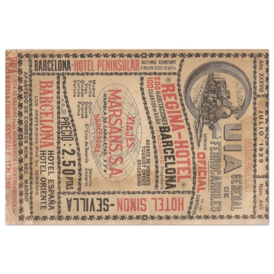 Spanish Vintage Railway Tissue Tissue Paper