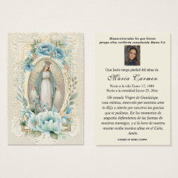 Spanish Virgin Mary Funeral Memorial Prayer Card | Zazzle