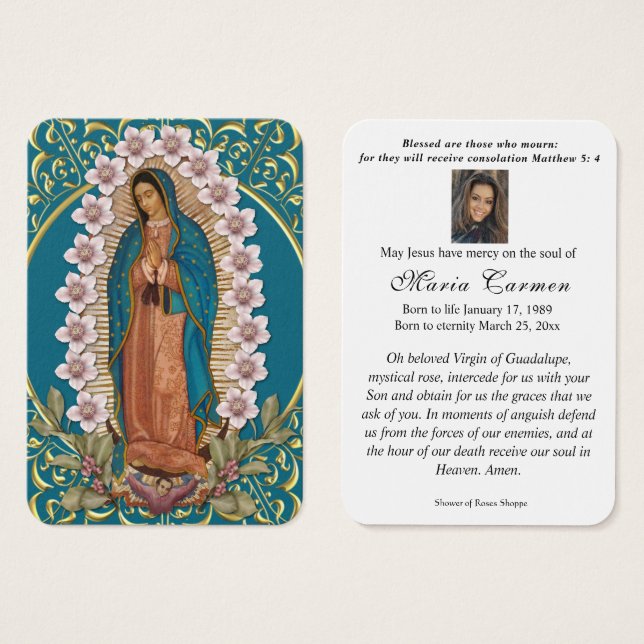 Spanish Virgin Mary Guadalupe Catholic Funeral (Front & Back)