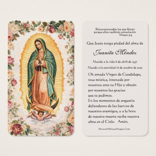 Spanish Virgin Mary Holly Religious Prayer Card