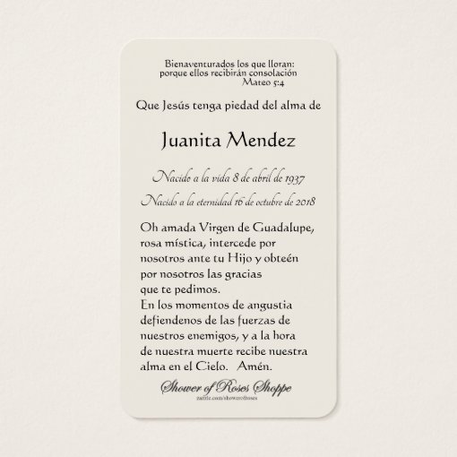 Spanish Virgin Mary Religious Prayer Card | Zazzle