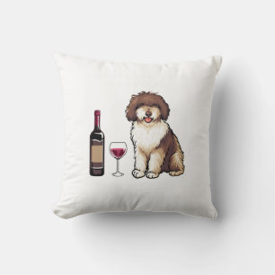 Spanish Water and wine Funny dog 1 Throw Pillow