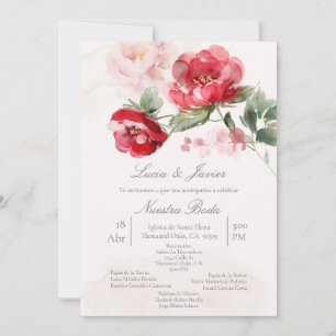 Spanish water colored flower Wedding Invitation