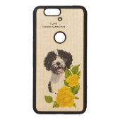 Spanish Water Dog and Yellow Roses Wood Nexus 6P Case (Back)
