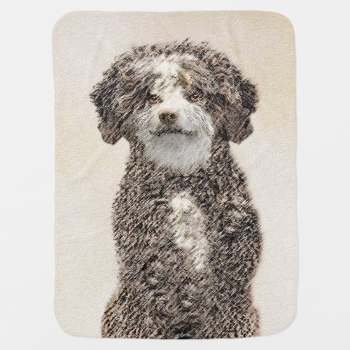 Spanish Water Dog Painting _ Cute Original Dog Art Baby Blanket