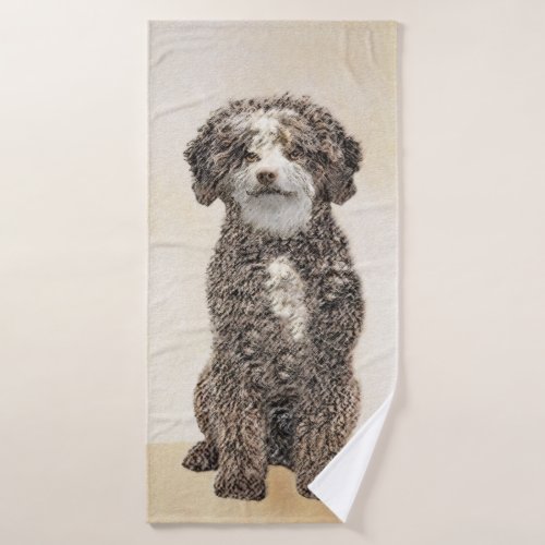 Spanish Water Dog Painting _ Cute Original Dog Art Bath Towel Set