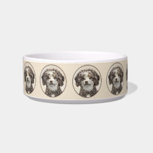 Spanish Water Dog Painting - Cute Original Dog Art Bowl