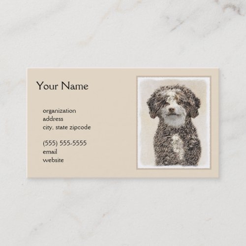 Spanish Water Dog Painting _ Cute Original Dog Art Business Card