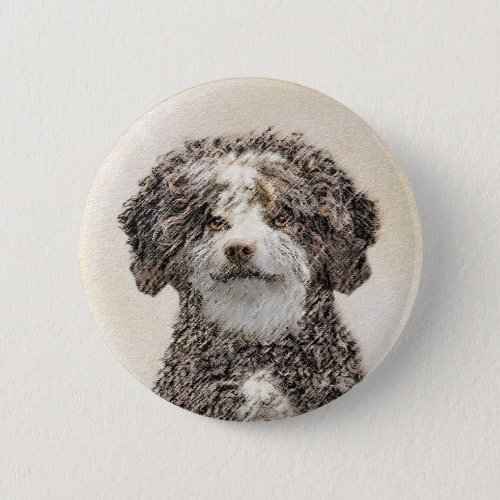 Spanish Water Dog Painting _ Cute Original Dog Art Button