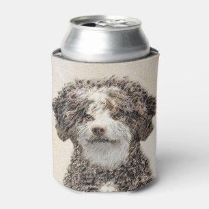 Spanish Water Dog Painting - Cute Original Dog Art Can Cooler