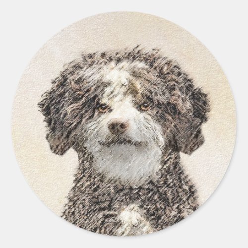 Spanish Water Dog Painting _ Cute Original Dog Art Classic Round Sticker