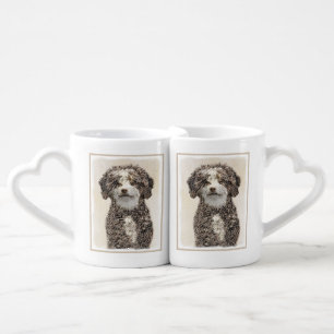 Spanish Water Dog Painting - Cute Original Dog Art Coffee Mug Set