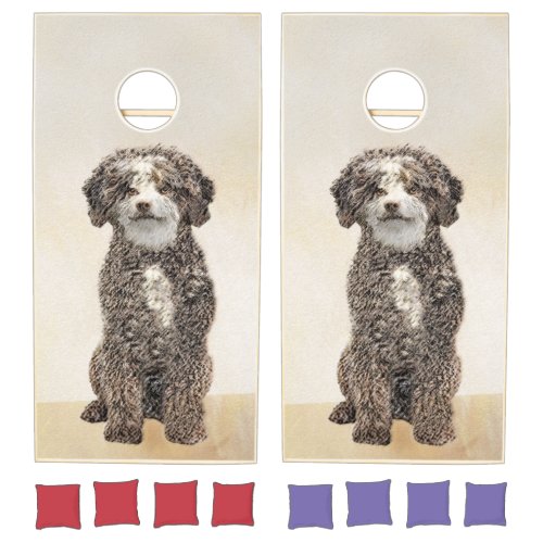 Spanish Water Dog Painting _ Cute Original Dog Art Cornhole Set