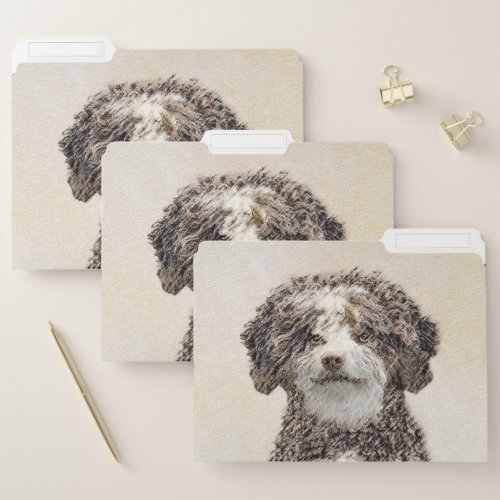 Spanish Water Dog Painting _ Cute Original Dog Art File Folder