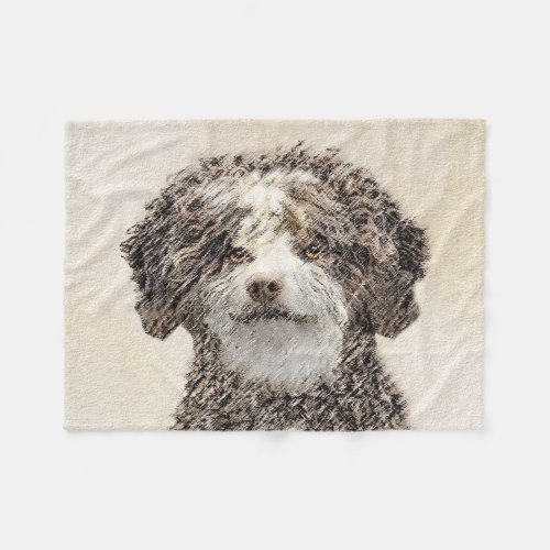 Spanish Water Dog Painting _ Cute Original Dog Art Fleece Blanket
