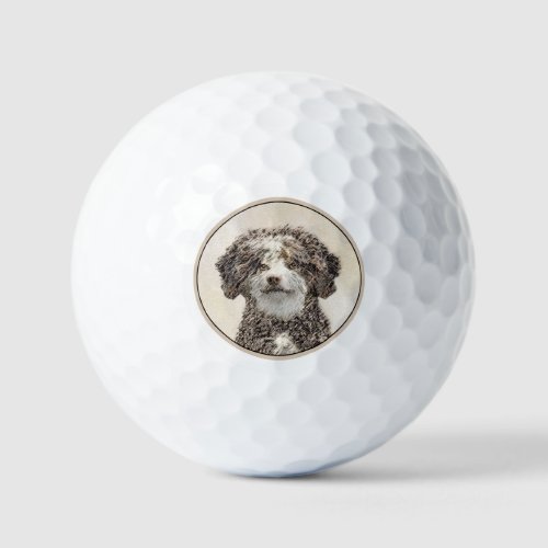 Spanish Water Dog Painting _ Cute Original Dog Art Golf Balls