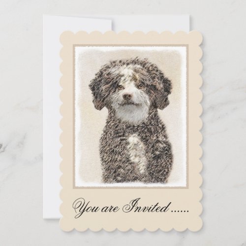 Spanish Water Dog Painting _ Cute Original Dog Art Invitation