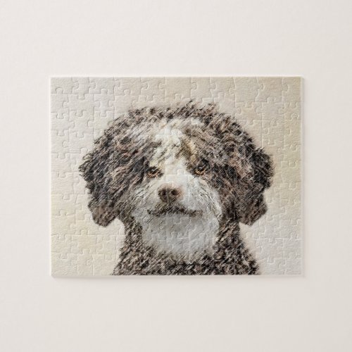 Spanish Water Dog Painting _ Cute Original Dog Art Jigsaw Puzzle