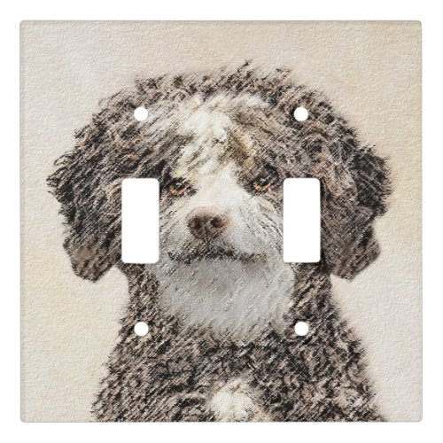 Spanish Water Dog Painting _ Cute Original Dog Art Light Switch Cover