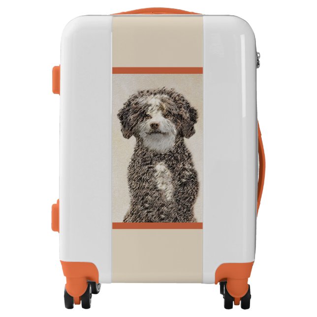 Spanish Water Dog Painting - Cute Original Dog Art Luggage (Front)