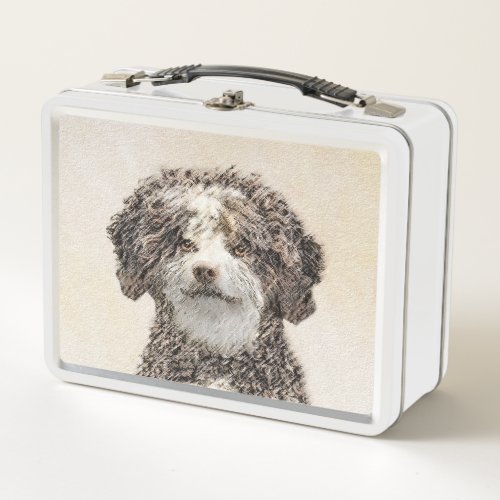 Spanish Water Dog Painting _ Cute Original Dog Art Metal Lunch Box