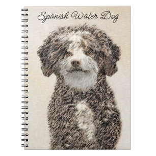 Spanish Water Dog Painting - Cute Original Dog Art Notebook