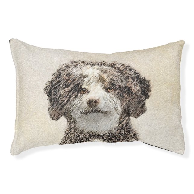 Spanish Water Dog Painting - Cute Original Dog Art Pet Bed (Front)