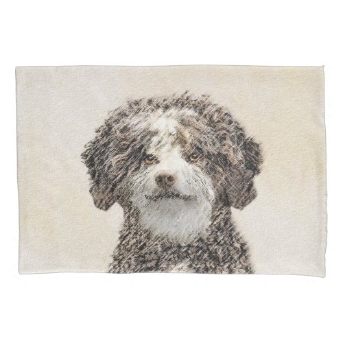 Spanish Water Dog Painting _ Cute Original Dog Art Pillow Case