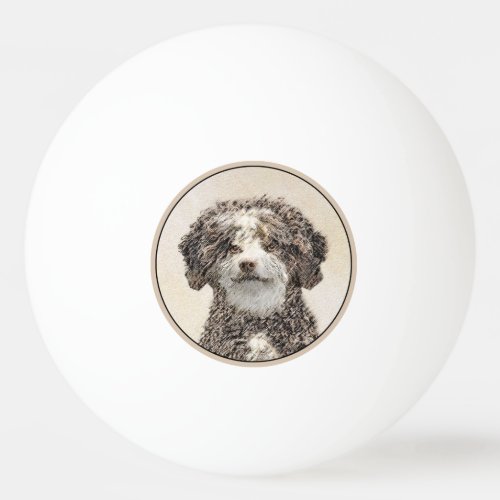 Spanish Water Dog Painting _ Cute Original Dog Art Ping Pong Ball