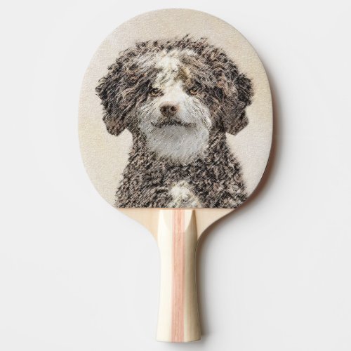 Spanish Water Dog Painting _ Cute Original Dog Art Ping Pong Paddle