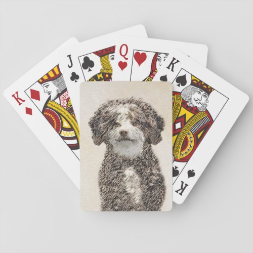 Spanish Water Dog Painting _ Cute Original Dog Art Playing Cards