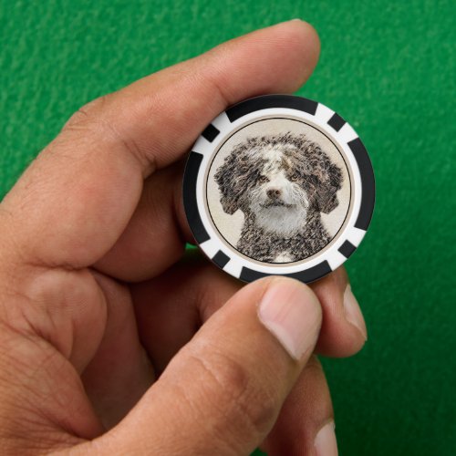 Spanish Water Dog Painting _ Cute Original Dog Art Poker Chips
