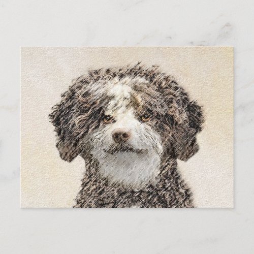 Spanish Water Dog Painting _ Cute Original Dog Art Postcard