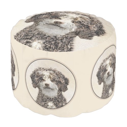 Spanish Water Dog Painting _ Cute Original Dog Art Pouf